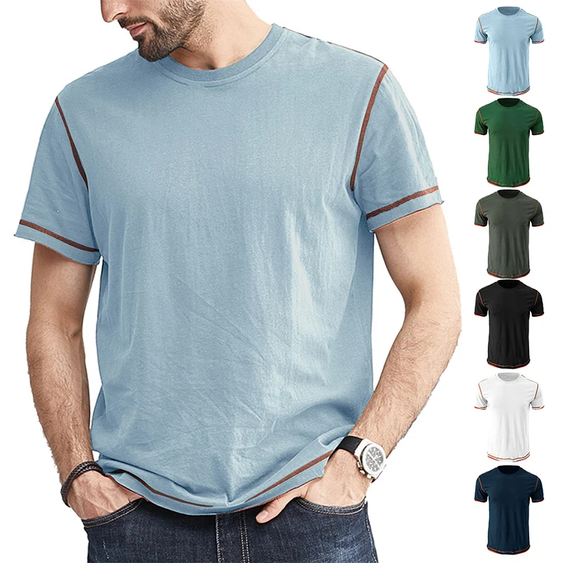 Pop Men's T-shirt Retro Classic Slim Fit Sweat-absorbing Sports Fitness Advanced Short Sleeve Simple Style T Shirt Men Clothing