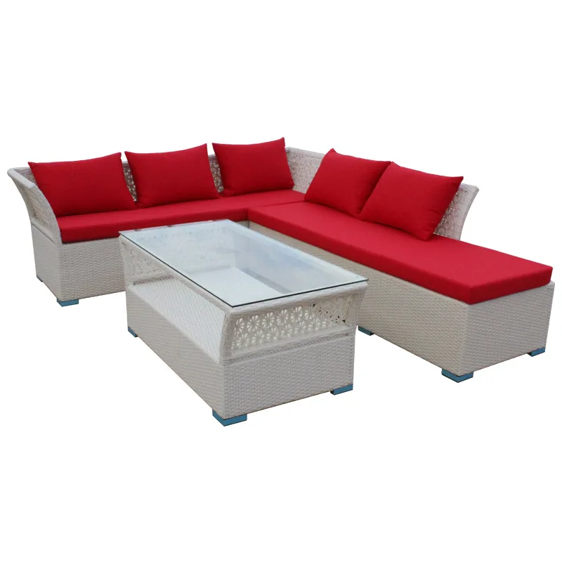 

Outdoor rattan chair sofa outdoor rooftop leisure rattan art furniture villa courtyard double sofa combination