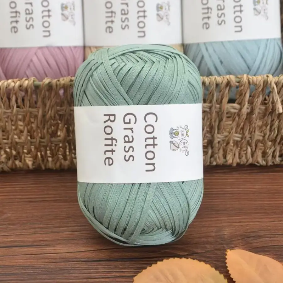 150g Cotton Grass Yarn 3 Balls Set Raffia Yarn for Crochet Knitting Bag Hat Basket DIY Handmade Craft Supplies Soft Durable Rope