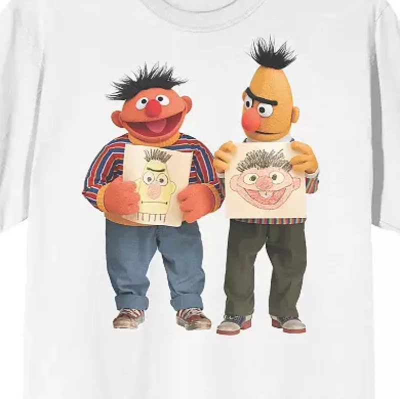 Men's Sesame Street Bert And Ernie Short Sleeve Graphic Tee Comfortable Graphic Y2K Vintage Size New Spring/Summer Arrivals view 2