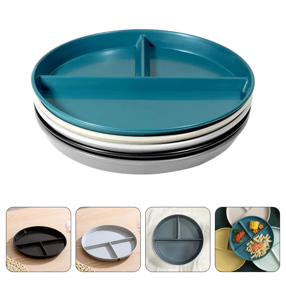 

5 Pcs Compartment Plate Portion Control Divided Diet Plates Separated Food Holder Kids Tray Stone Kitchen Tools