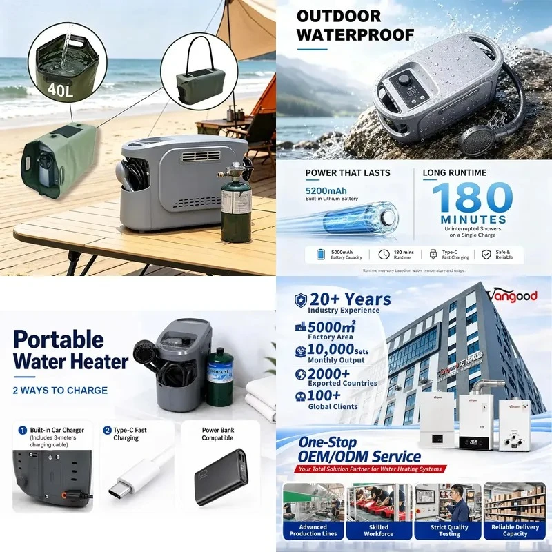 

RV Propane Tankless Water Heater with Pump Portable Instant Hot Water System for Camper Van Caravan Outdoor Shower