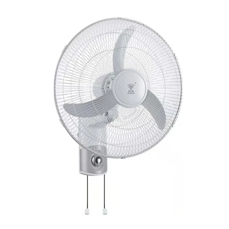 Ventilador de pared de CA de bajo ruido de 16 pulgadas con control remoto en el hogar 5 aspas de plástico viento fuerte Pedestal de Metal ventilador de pared eléctrico de refrigeración por aire para el hogar
