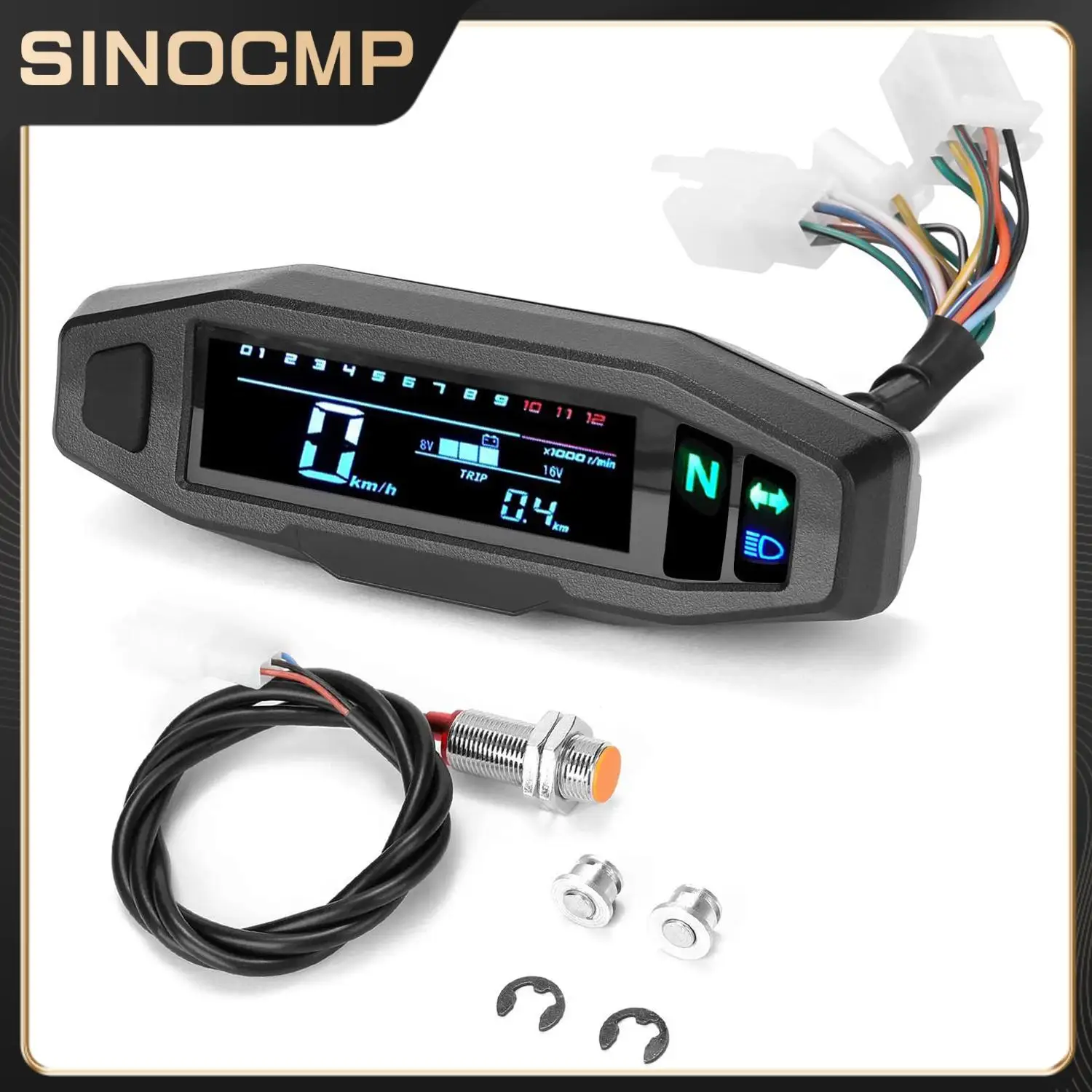 

Universal Motorcycle digital tachometer Odometer RPM Fuel Injection Carburetor Meter LCD Digital dash Gauge Sets & Dash Panels