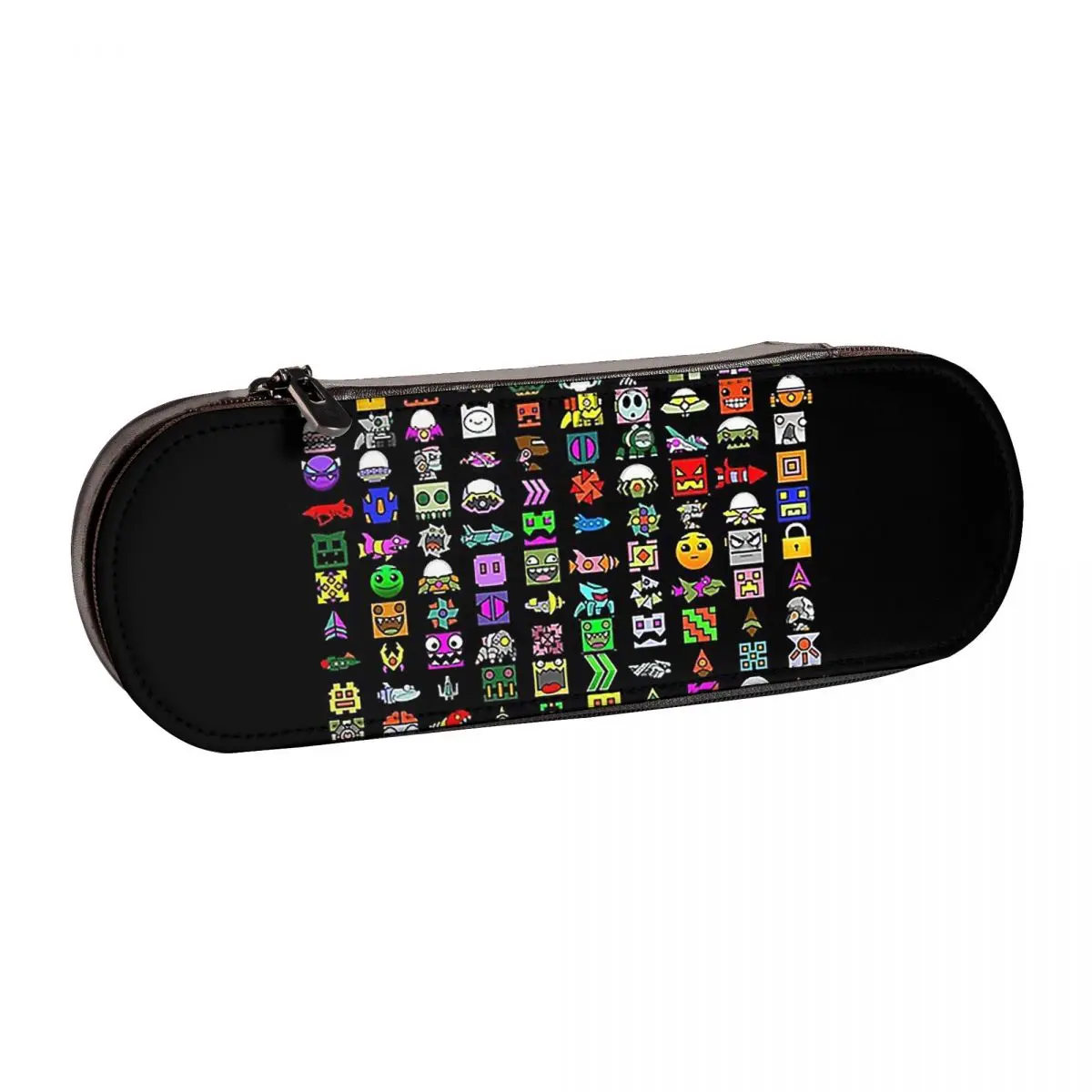 Video Game Geometry Dash  Leather Pencil Cases Pen Holder Storage Stationery Supplies Pen Box Pencil Bag for Boys Girls Gifts