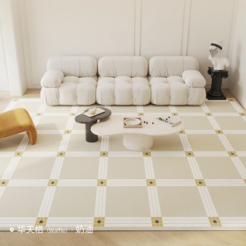 Large Area Living Room Decoration Carpet Fluffy Soft Plush Rug Home Cream Style Floor Mat Thick Checkerboard Rugs for Bedroom