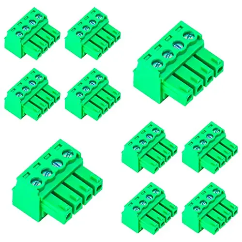 

10 PCS 3.81mm 4 Pin Phoenix Type Connector Green PCB Screw Terminal Block Pole, 10PCS