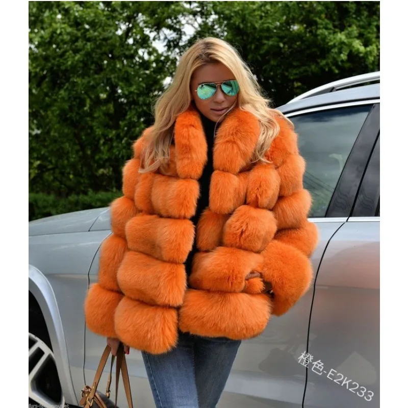 Trendy Women's Winter Fur Coats Faux Fur Jackets Fluffy Medium Length Luxury Patchwork Color Blocking Loose Casual Versatile