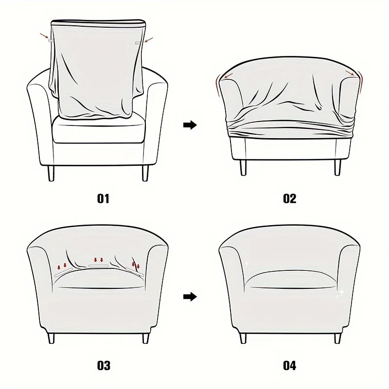 1pc Fleece Armchair Cover Removable Washable Stretch Tub Arm Chair Slipcover Solid Elastic Single Sofa Slipcovers for Club Bar