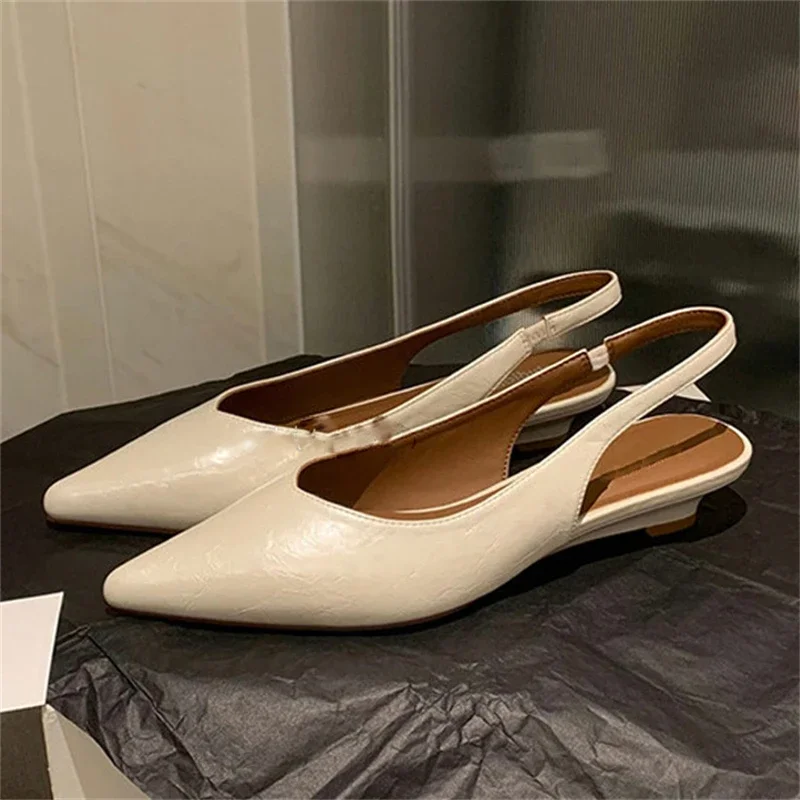 

Элегантные женские туфли-слингбэки Aneikeh с острым носком на низком каблуке-танкетке, из лакированной кожи, без задника, для вечеринок