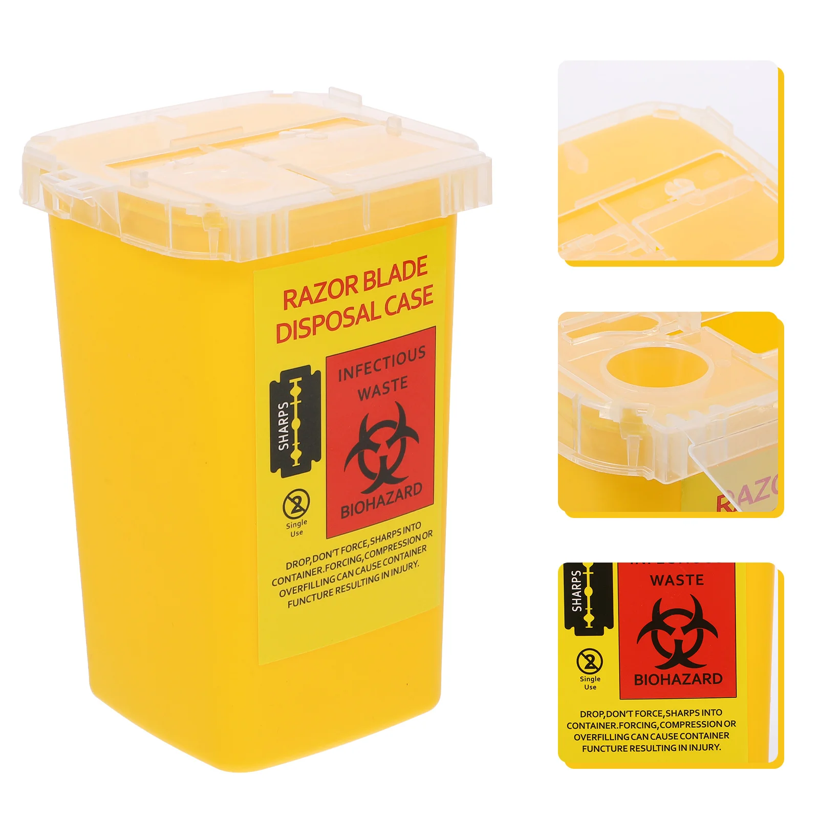 

1PC Dispenser Razor Disposable Case Storage Container Plastic Box for Barbershop Salon Recycling (Yellow,Box Pattern for Random)