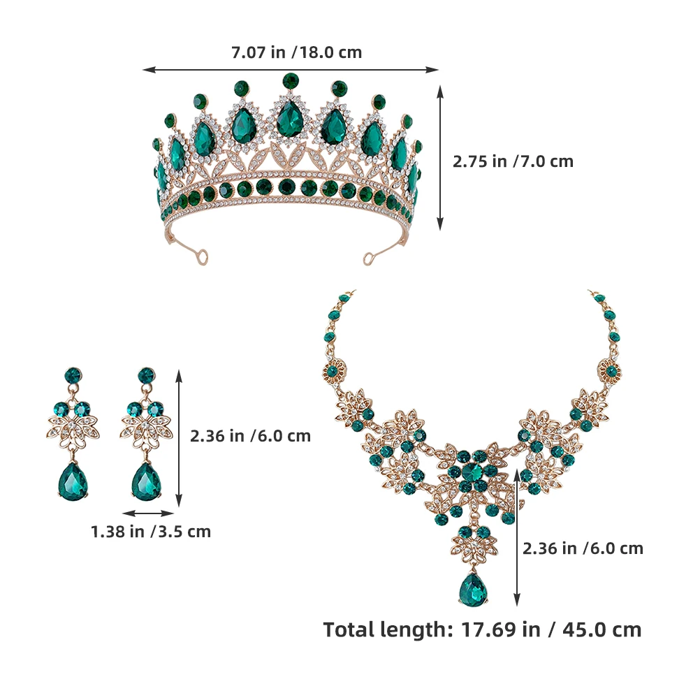 

Rhinestone Necklace Earring Crown Set Wedding Dress Accessories Bridal Jewelry Tiaras Crowns For Women Prom Photoshoot Gifts