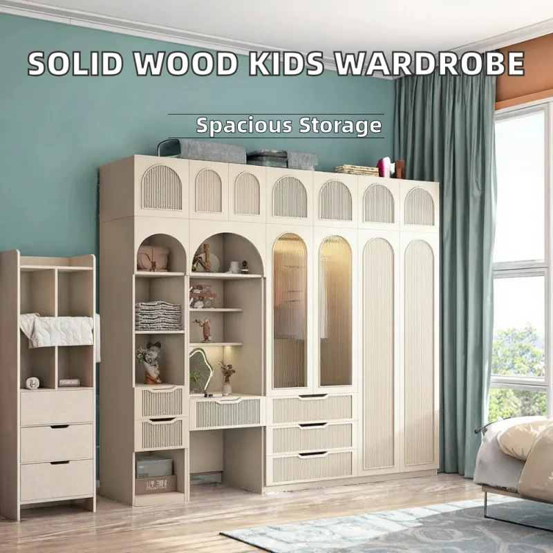 custom.Modern children's wardrobe made of solid wood, eco-friendly, freestanding, large-sized, suitable bedrooms, cust