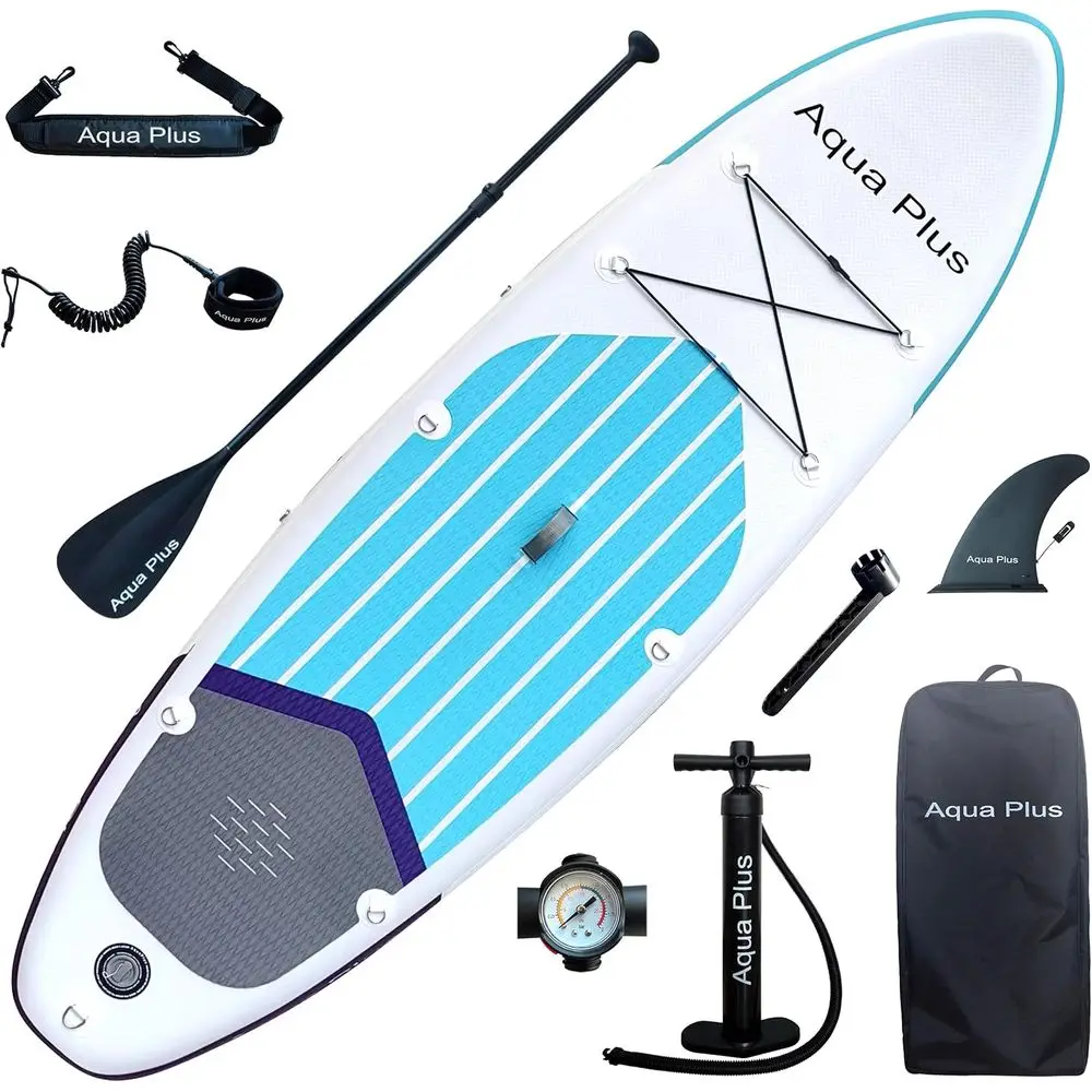 6-Inch Thick Adjustable SUP Board for All Skill Levels with Paddle, Pump, Travel Bag, Leash, and Shoulder Strap