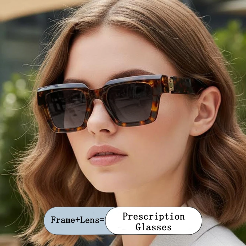

Wide-leg Brand Design Vintage Square Frame Women Sunglasses Photo-gray Anti Blue Light Prescription Astigmatism Sunshade Eyewear