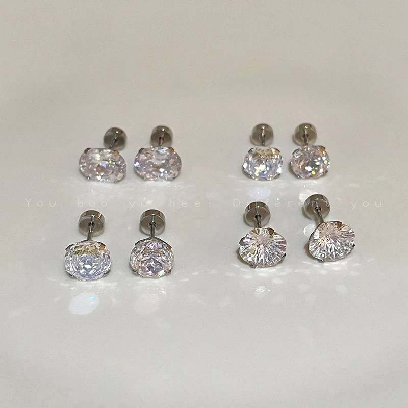 Titanium Steel Zircon Stud Earrings for Women - Sleep-Friendly Summer Earrings with Refined Design.