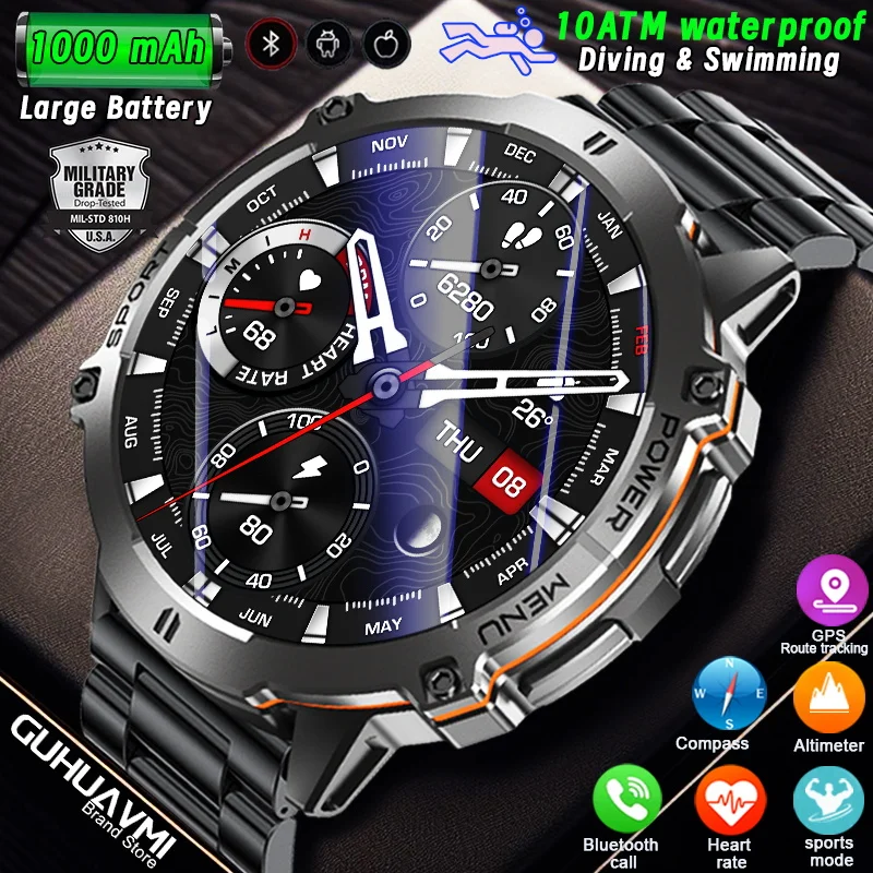 

2025 Новые военные TANK X3 уличные GPS Смарт-часы для мужчин 1000 мАч Компас Высотомер Голосовой вызов 10 АТМ Водонепроницаемые спортивные умные часы