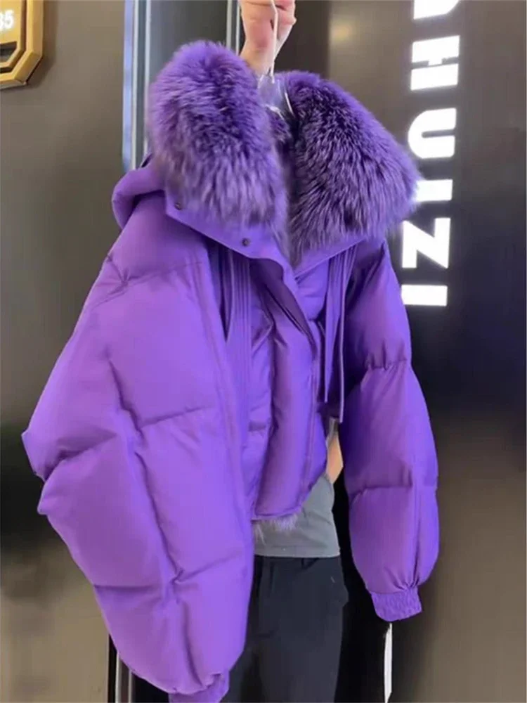 Fashionable Down Cotton Jacket Popular High-end Small Fragrant Style Large Fur Collar Thick Coat, Women\'s Winter New 2024