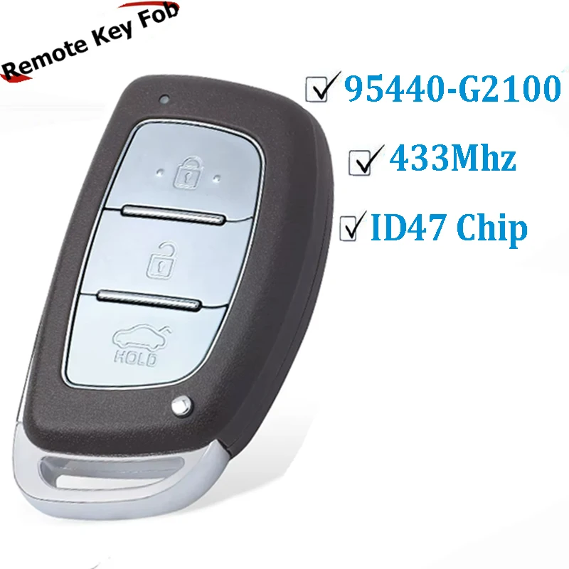 KEYECU Smart Remote Car Key Fob for Hyundai Ioniq 2016 2017 2018 433.92MHz ID47 3 Button 95440-G2100 3Buttons