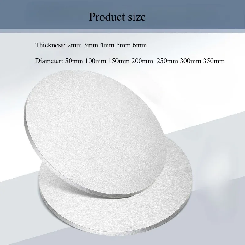 Weiyi Thickness 2/3/4/5/6mm 316L Stainless Steel Round Plate Circular Sheet Dia 50-350mm Disc Solid Flat Pad