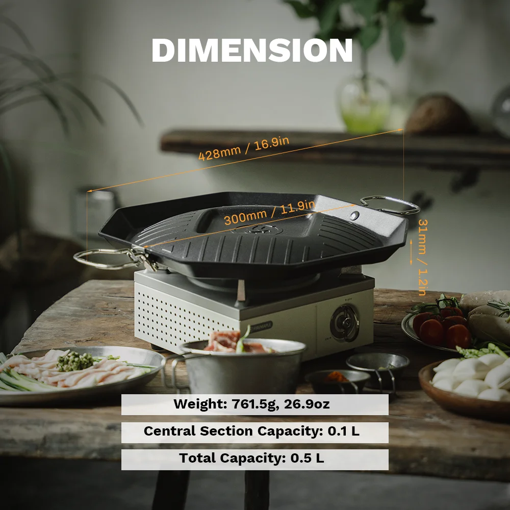 FireMaple SizzlePro Multi-function Frying Pan for Cassette Stove Outdoor Camping BBQ Non-Stick Folding Teppanyaki Grill Pan