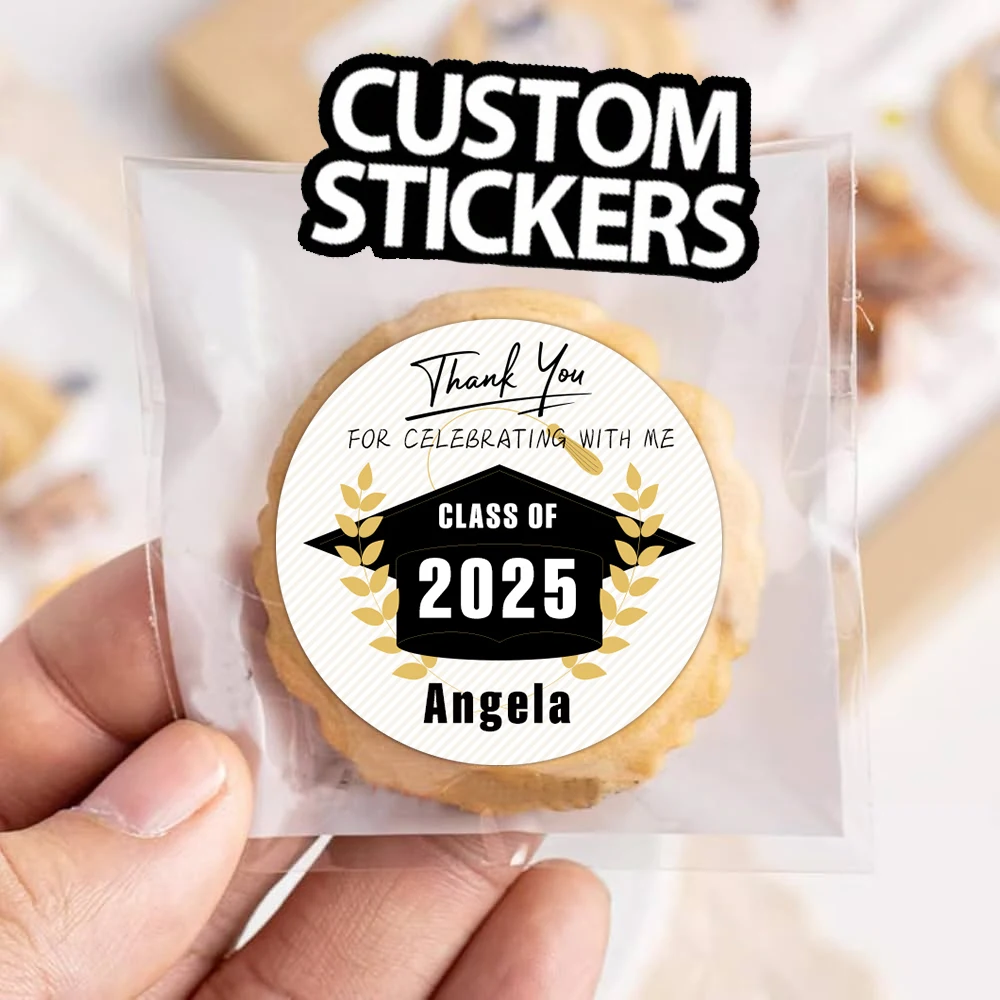 20/40 Stück 4cm Personalisierte Abschlussfeier-Aufkleber Individuelle Glückwunsch-Geschenk-Etiketten für die Jahrgangsklasse 2025 Abschlussfeier-Dekoration