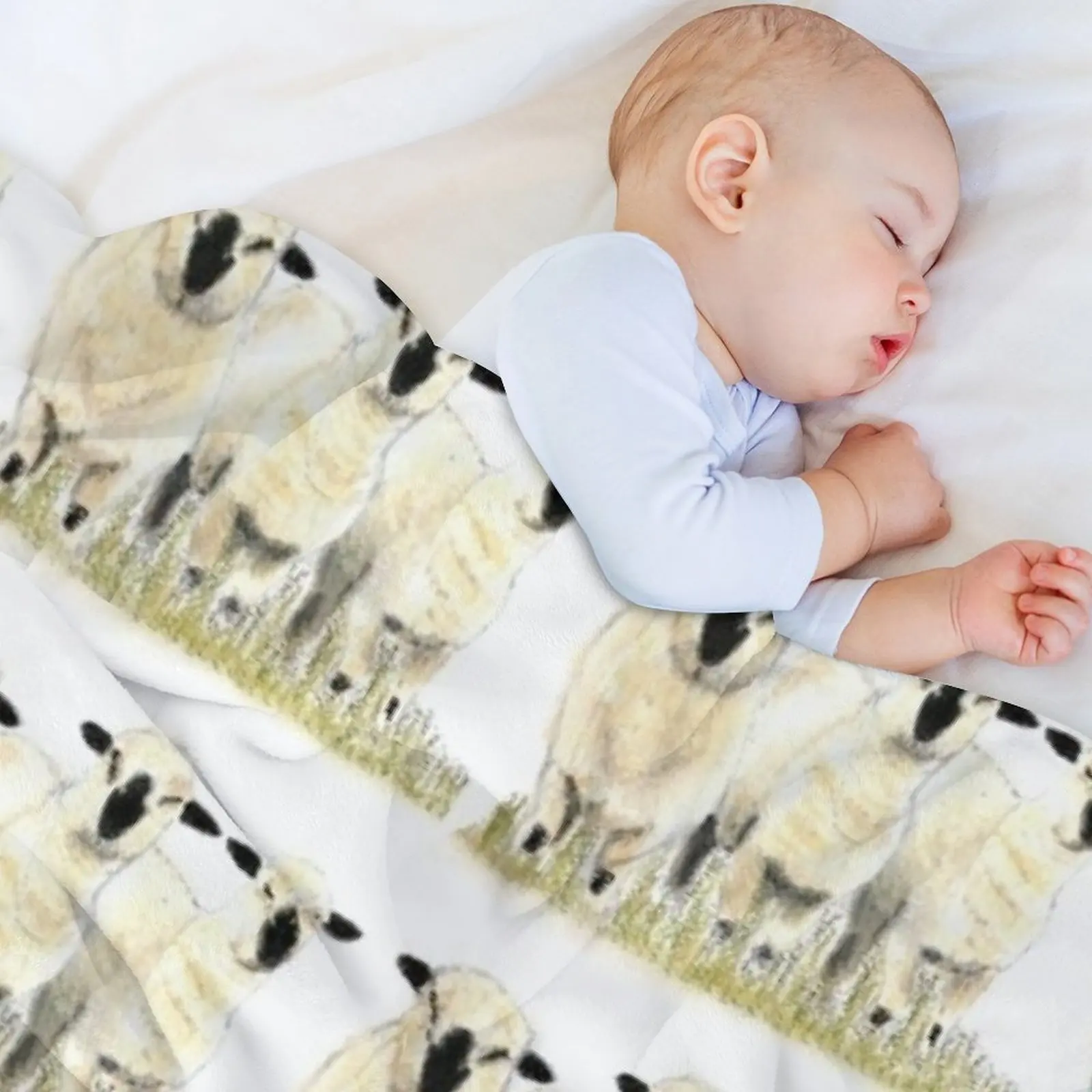 هامبشاير داون لامبز من سام كول رمي بطانية ريتروس أفخم الفانيلا الحرارية لبطانيات السفر #5