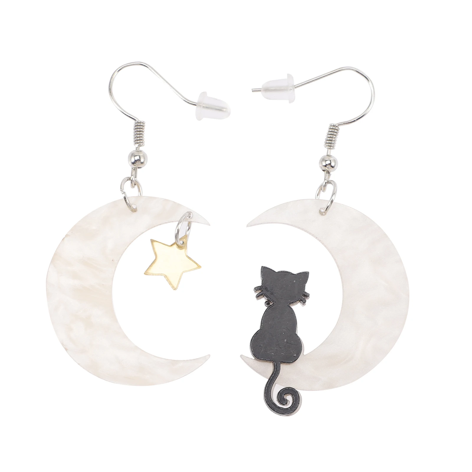 

Acrylic Cat Earrings Lightweight Drop Shape for Women Girls Trendy Jewelry Gift Moon Color Fashion Accessory Birthday Present