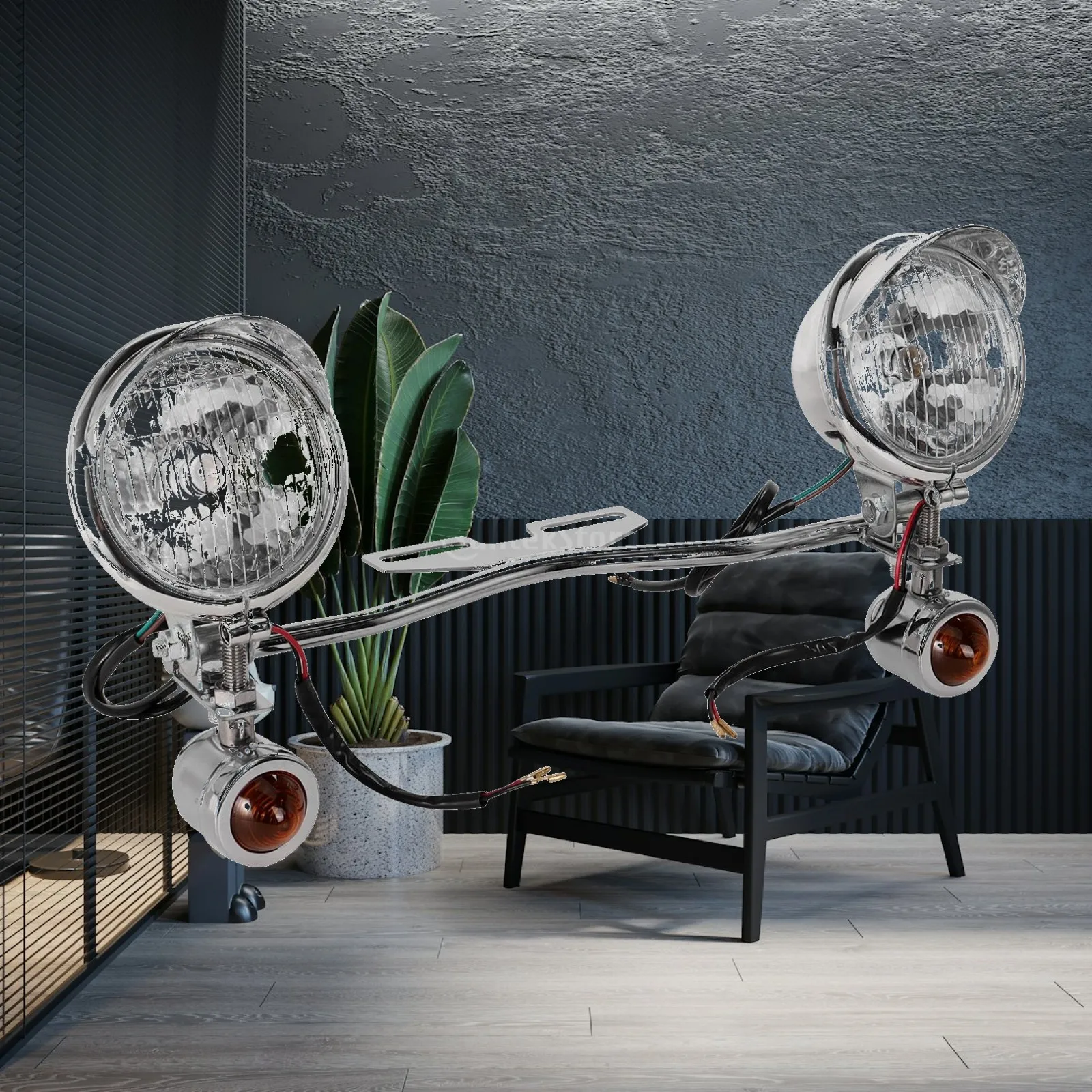 Round Metal Motorcycle Fog Light with Bracket Halogen Bulb 35W for Custom Retrofit and Long Distance Travel