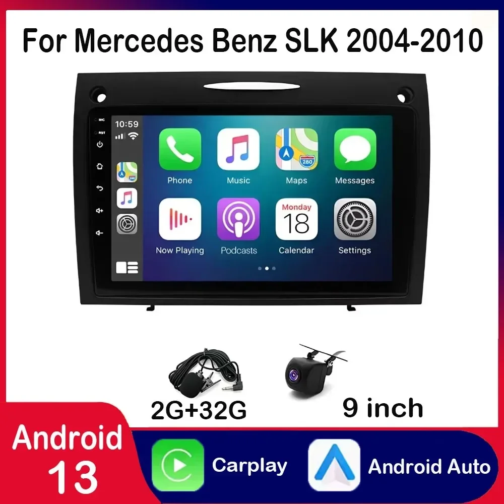 

9 Inches Android 13 Car Carplay Radio GPS NAVI Stereo Compatible for Mercedes Benz SLK 2004-2010