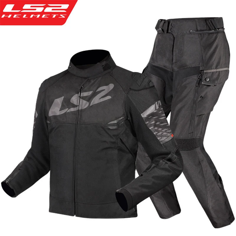 LS2 MJ162 Original Motorcycle Jacket Pants Set Anti-fall Warm Waterproof Motorbike Jacket Men Outdoor Riding Clothing