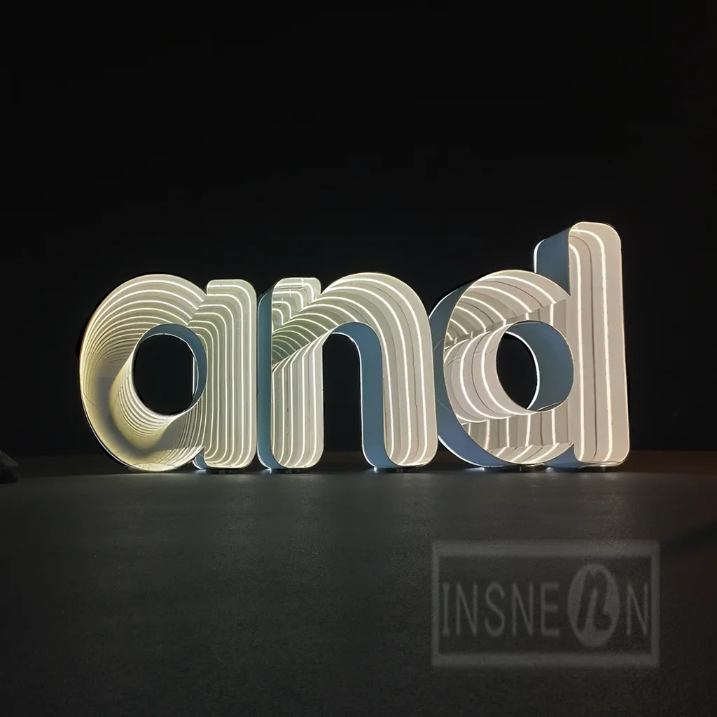 Custom Infinity Mirror LED LOGO Sign Personalized Mirror Wall Business Indoor Decoration for Bar Salon