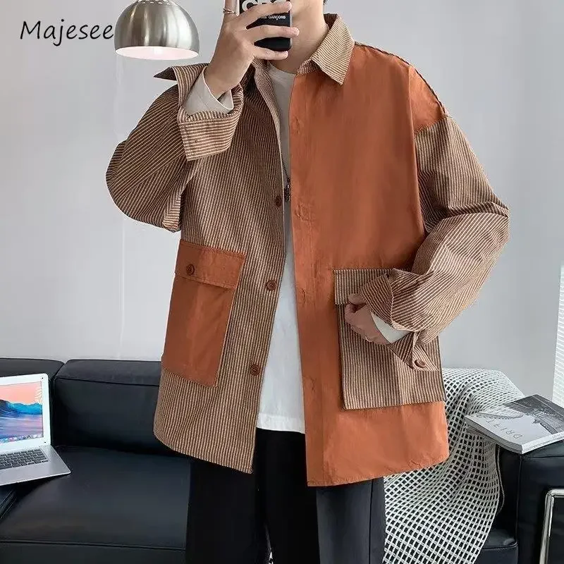 Asymmetric Shirts Men Handsome Safari Style Temperament Spring Autumn Patchwork Long Sleeve Large Pocket Ulzzang Hipster Daily