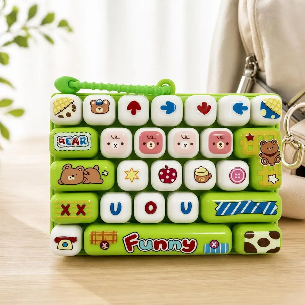Funny 26-Grid Keycap Clicker Keychain Fidget Push Squeeze Stress Relief Toy Sensory Bag Charm Decompression Gift