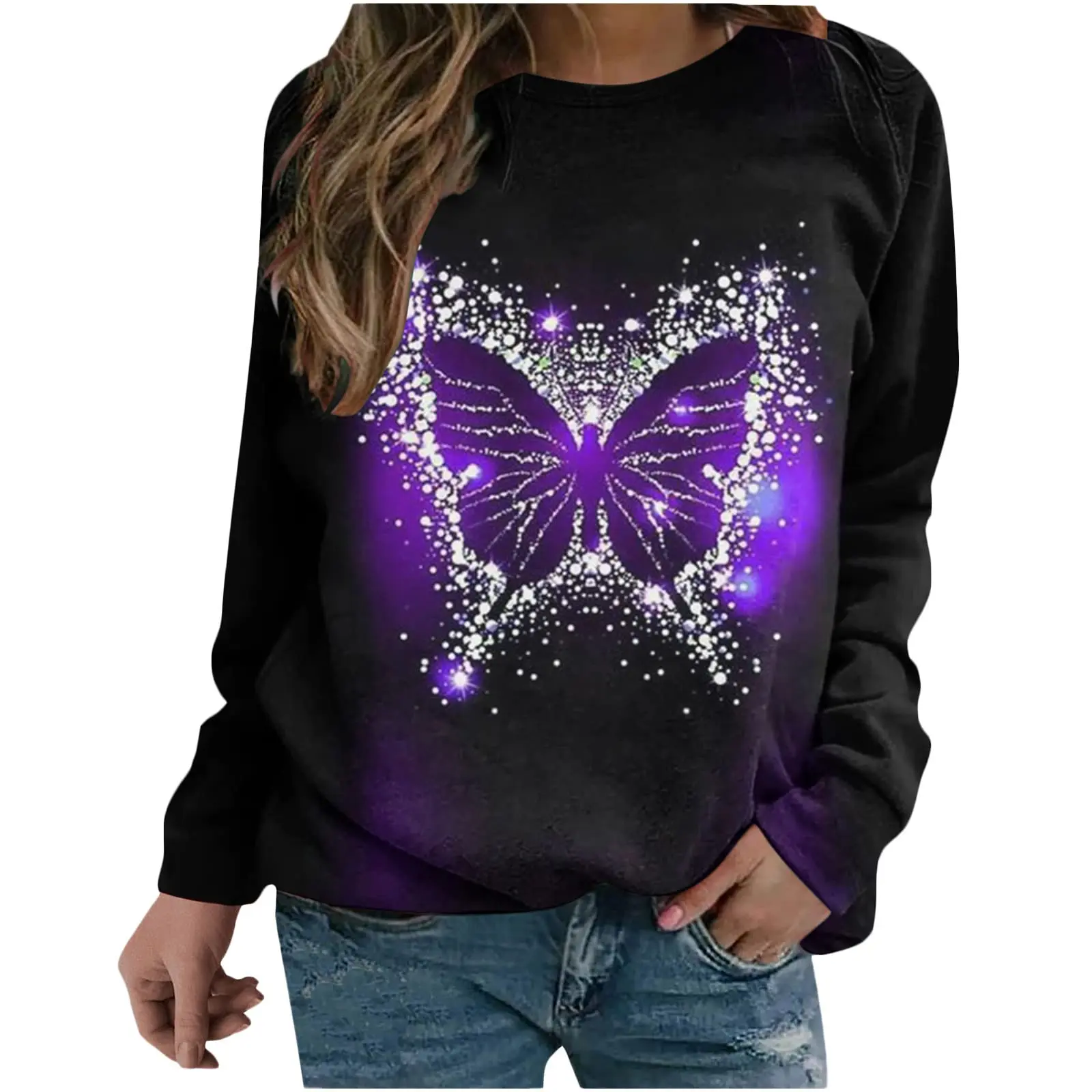 Butterfly Pattern Sweatshirts 3D Print Hoodies Women Long Sleeve Y2k Hoodie Streetwear Oversized Pullovers Tops Woman Clothing