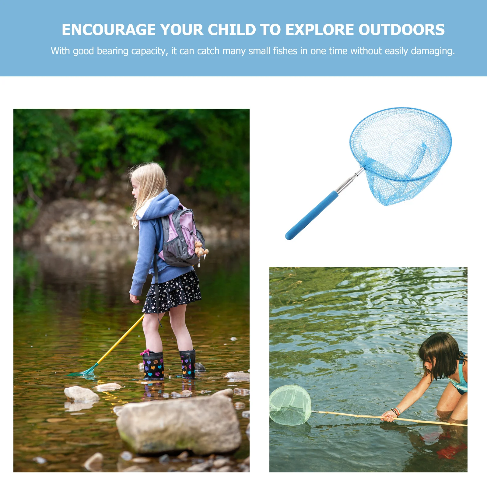 

1Set Retractable Handle Net for Small Fish Shrimp Insects Catching Fine Workmanship Great Gifts for Children Skimming Pools