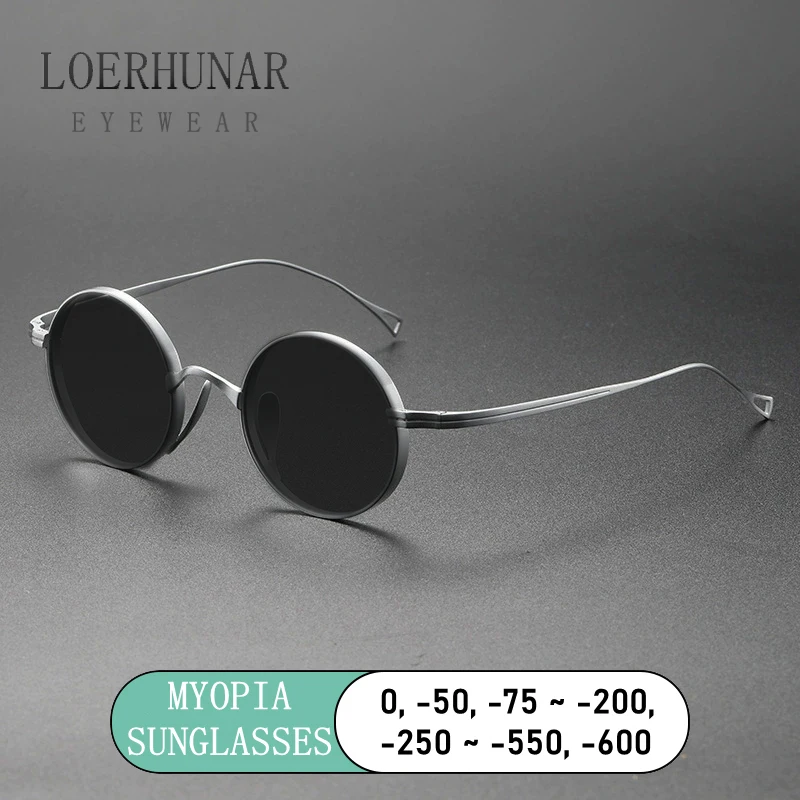 

Ultra Light Pure Titanium Myopia Sunglasses Men Vintage Designer Small Round Frame Sunglasses Women Retro Luxury Brand Eyewear