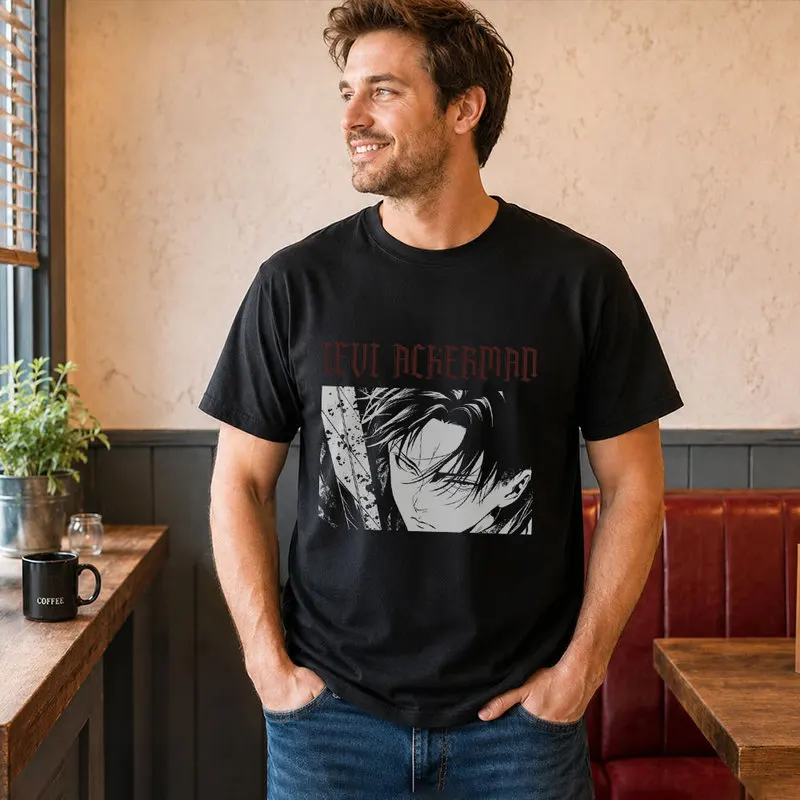 Levi Ackerman Attack on Titan Anime T Shirt, 0809 Manga Casual