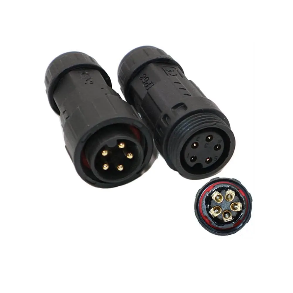 M19 Waterproof Connector 5 Pin Male Female Aviation Plug Lock Screw Wire Type Signal Environment Monitoring