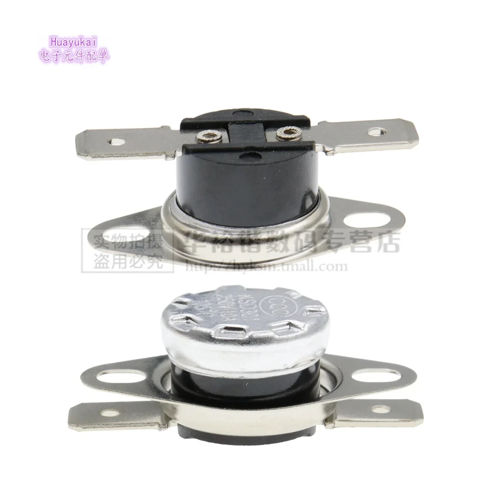 50 Peças Sensor de Temperatura Termostato KSD301 Normalmente Aberto 10A250V 40-135 graus Baquelite KSD-301 50 60 65 70 75 80 90 100