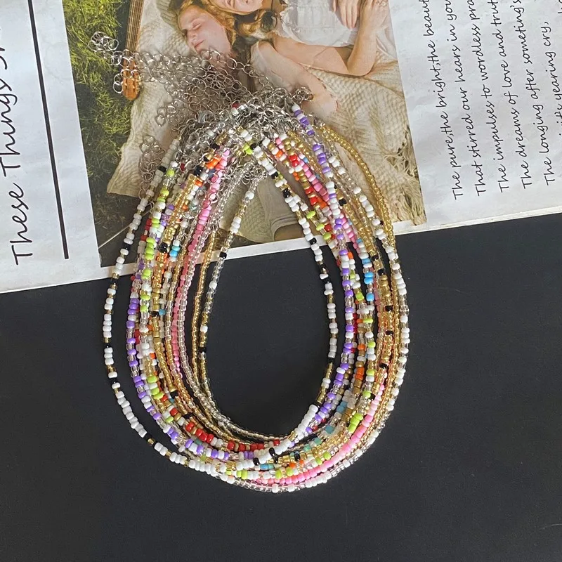 بسيطة البذور الخرز المختنق للنساء ، الكورية الحلو ، الملونة ديزي ، بوهو Charm ، مطرز ، المنسوجة يدويا ، قصيرة طوق قلادة للفتيات ، مجوهرات #1