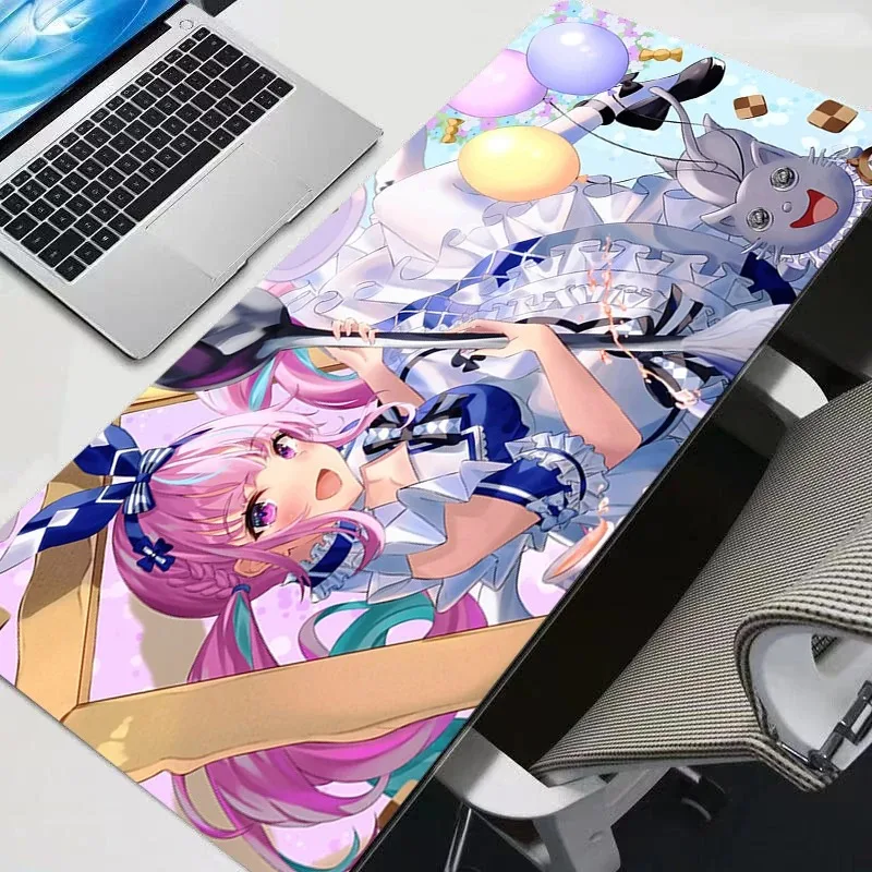 Настольный коврик Hololive Minato Aqua Gamer Коврики для мыши ПК Коврик для мыши Офисные настольные коврики Большой коврик для мыши Нескользящие коврики для мыши для компьютера XXL