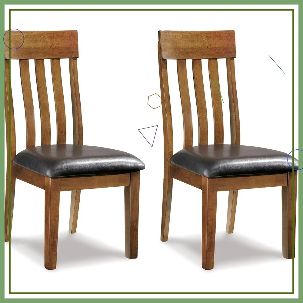 

Medium Brown Faux Leather Dining Chair, 19" Rake Back Design, Set of 2 - Easy Assembly Required