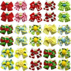 50pcs Small Dog Grooming Bows Strawberry Lemon Style Pet Dog Hair Bows Rubber Bands Dog Hair Accessories Pet Supplies for Dogs