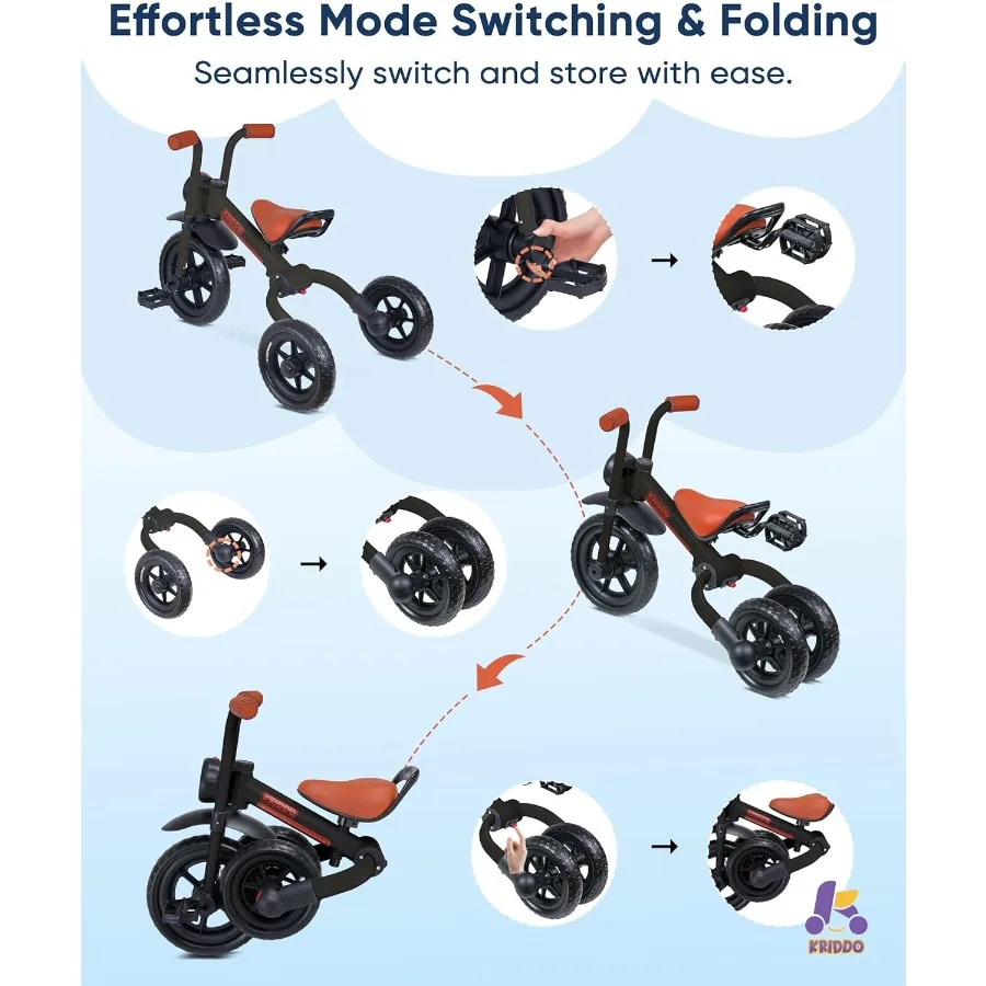 2～5歳向けの2in1キッズバランスバイクとキッズ三輪車、取り外し可能なペダル付き幼児用バランスバイク、3～5歳向けの三輪車