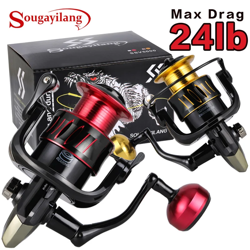 Sougayilang Fishing Reels 5.2:1 High Speed Spinning Reel Windlass 1000-5000 Series Coil 24LB 10.8KG Max Drag All for Fishing