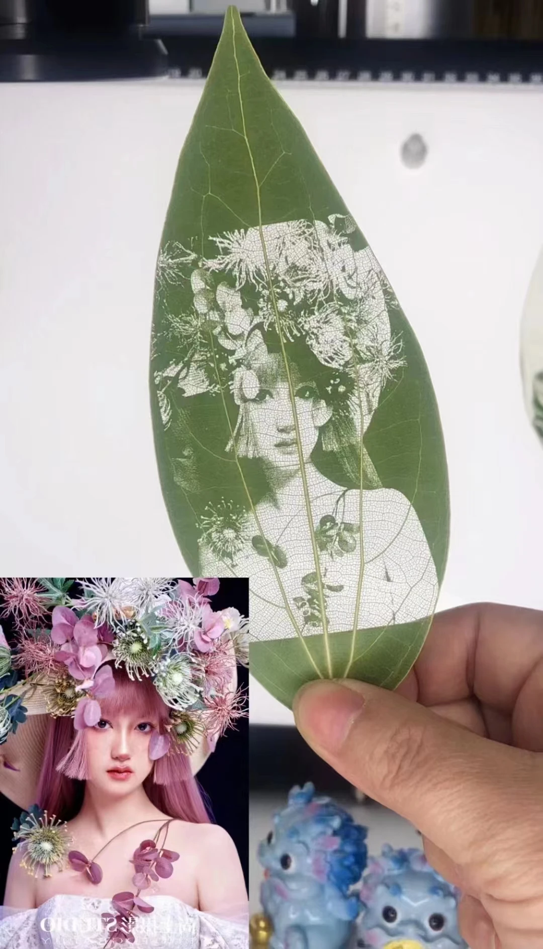 Leaf Bookmark Crafts Hollow Engraving Photo Picture UV Laser Marking Machine Leaf Carving Machine Leaf Portrait Machine