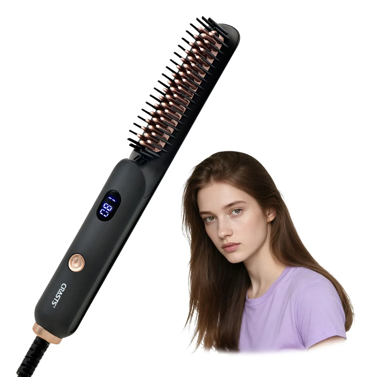 

Расческа для выпрямления волос для ленивых, выпрямитель для волос, плойка, для прямых и вьющихся волос, двойное применение, постоянная температура