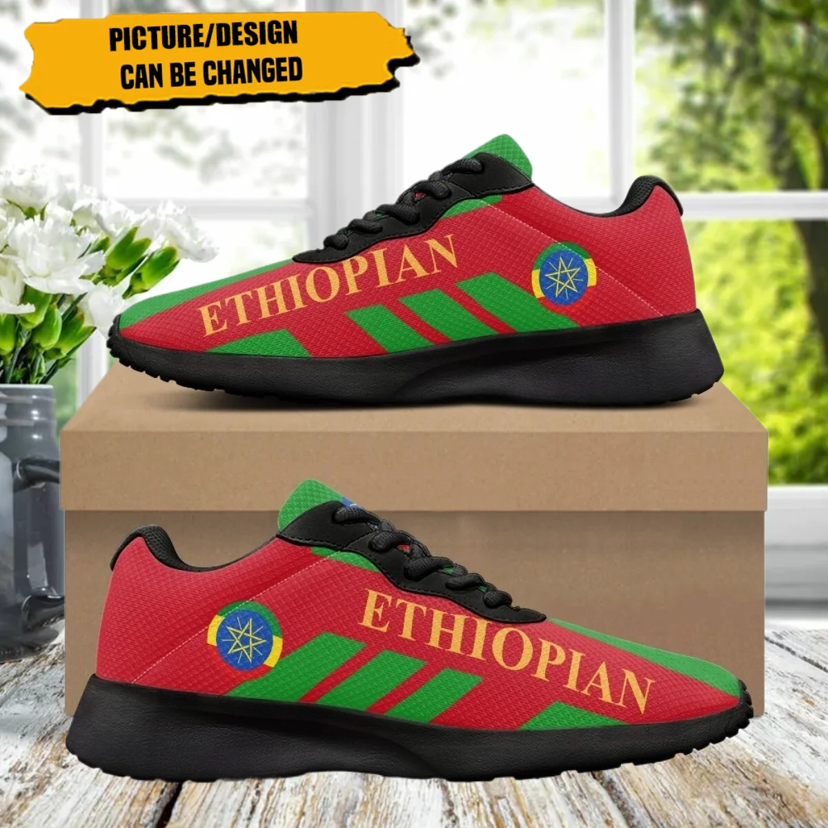 New Ethiopia Country Flag Pattern Women's Cozy Outdoor Running Shoes Lightweight Breathable Walking Shoe Suitable travel sports