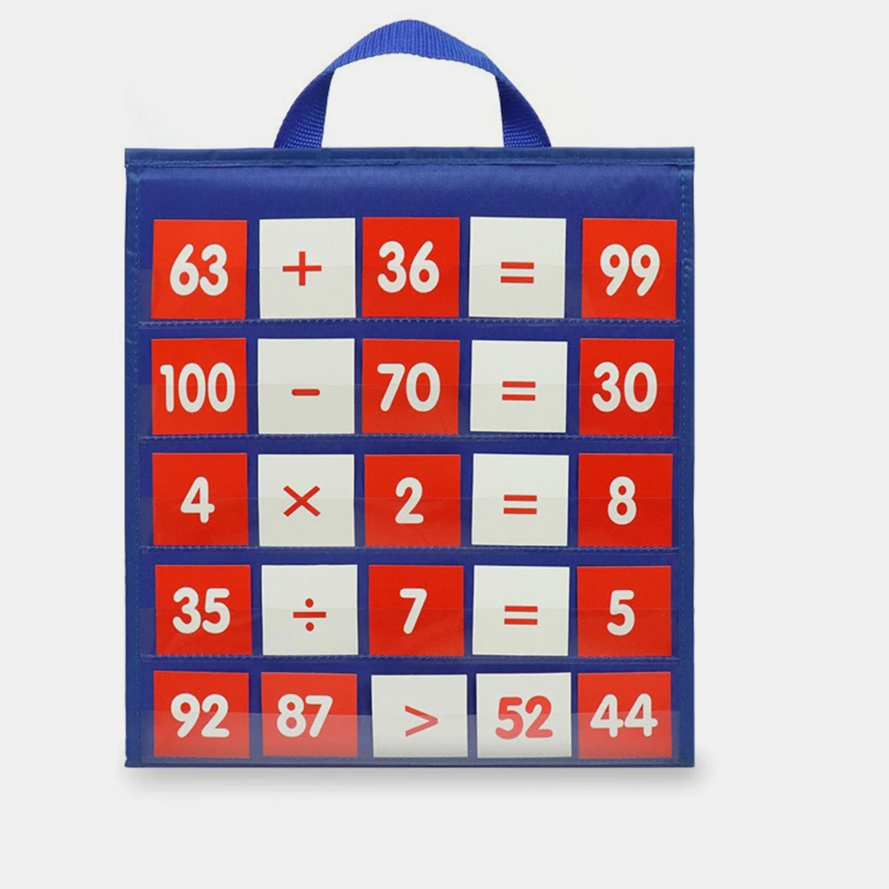 

Teaching Chart 5 Transparent Pockets Cards Oxford PVC Foldable Kindergarten Educational Classroom Pocket Chart Tool
